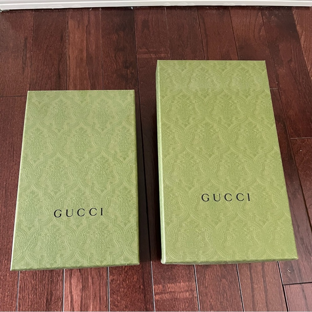 Gucci Light Green Embossed Logo Boxes - Set of 2